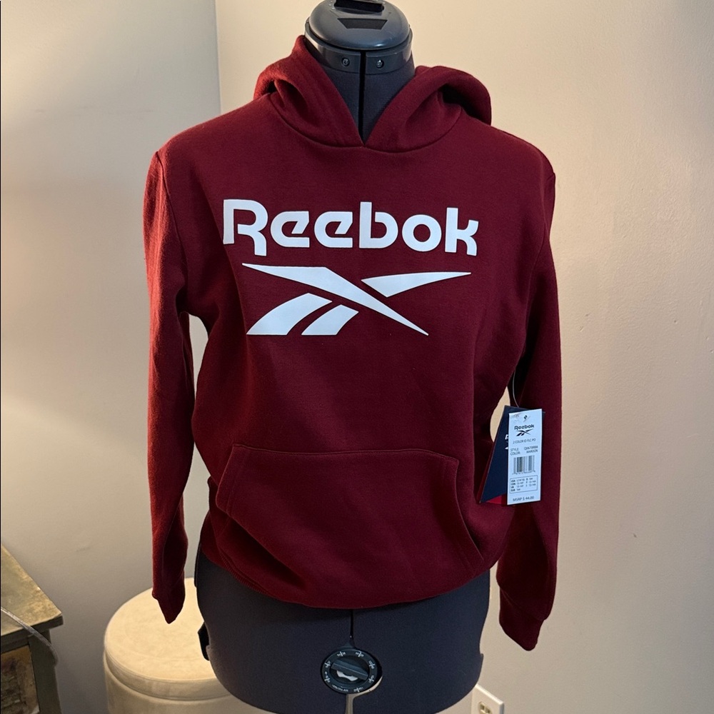 Reebok Maroon Hoodie with White Logo